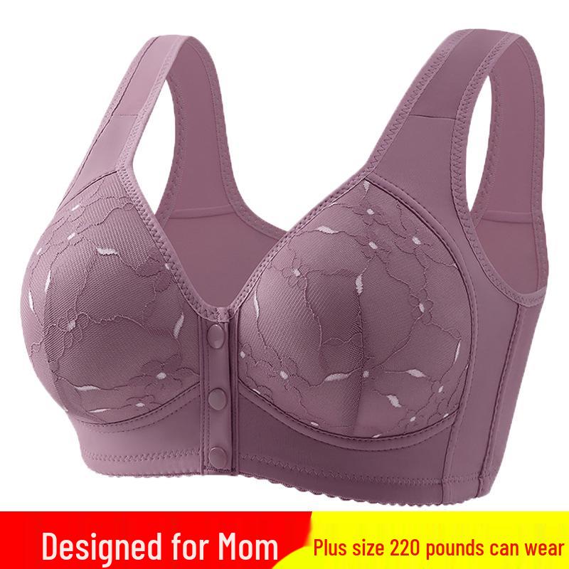 Women's Plus Size Front Buckle Wire-Free Shaping Bra with Wide Straps