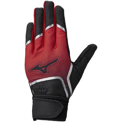 Mizuno Deer Rookie Batting Gloves for Baseball and Softball X Black X (JM Size) (1EJEY842) (Red Silver)
