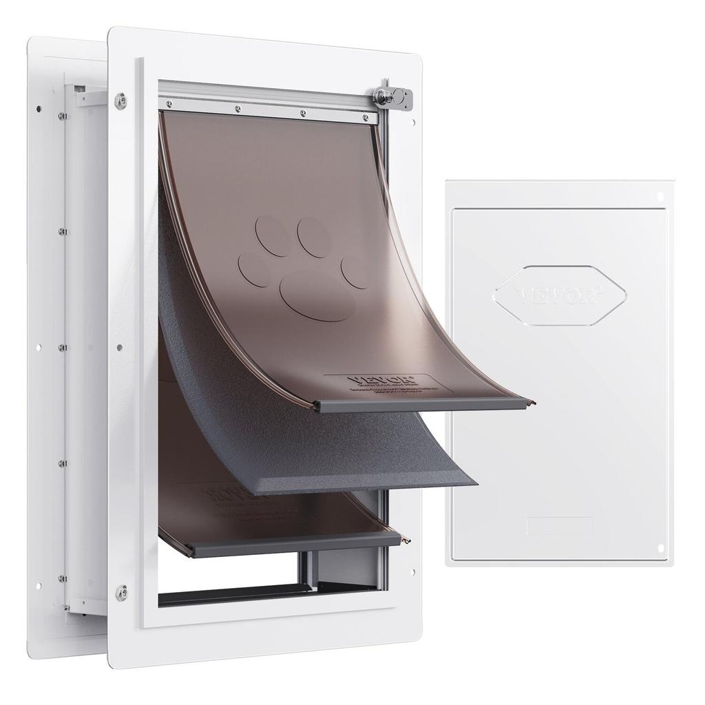 Haustür für Wand mit Schloss und 3-Magnet-Klappensystem Metallrahmen Groß