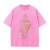 2026 Vintage Washed Black Triangle Mountain Wave Sun Moon Graphic T Shirt Nature Wilderness Line Print Oversized Casual Short Sl