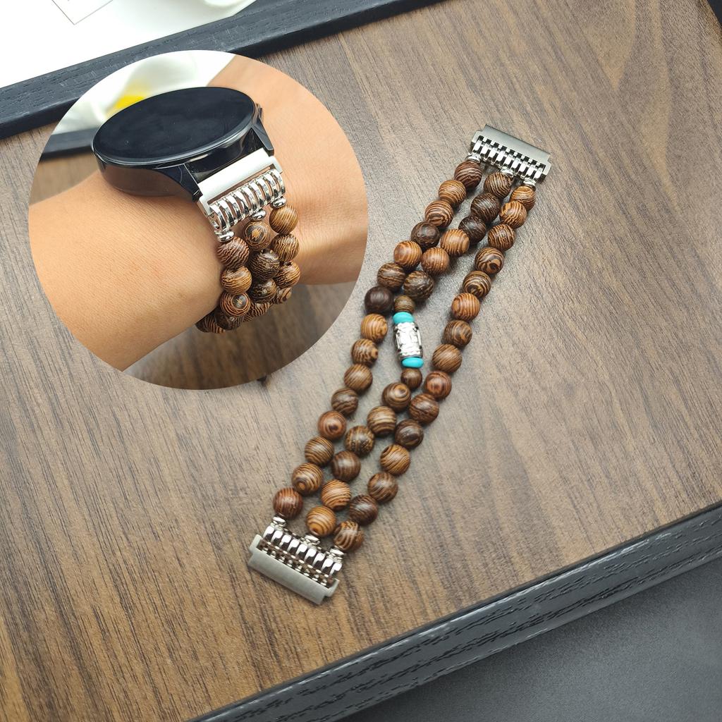 Universal 18/20/22mm China-Chic Vintage Bracelet for Samsung Galaxy 8 40/44mm classic 46mm natural wood strap for Galaxy Fit3