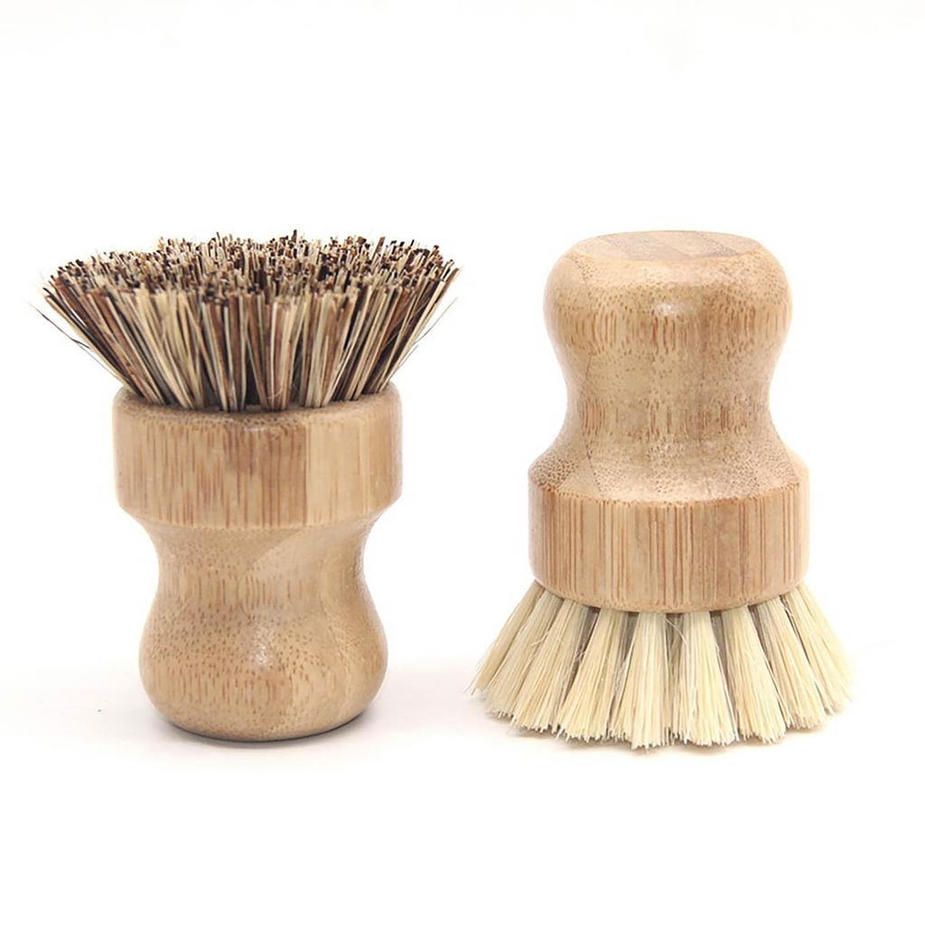 Dish Brush,   Scrub Brush Natural Sisal And  Bristles Dish For Cleaning Dishes,  Iron Pots, Pans, Vegetables And Sink 2pc