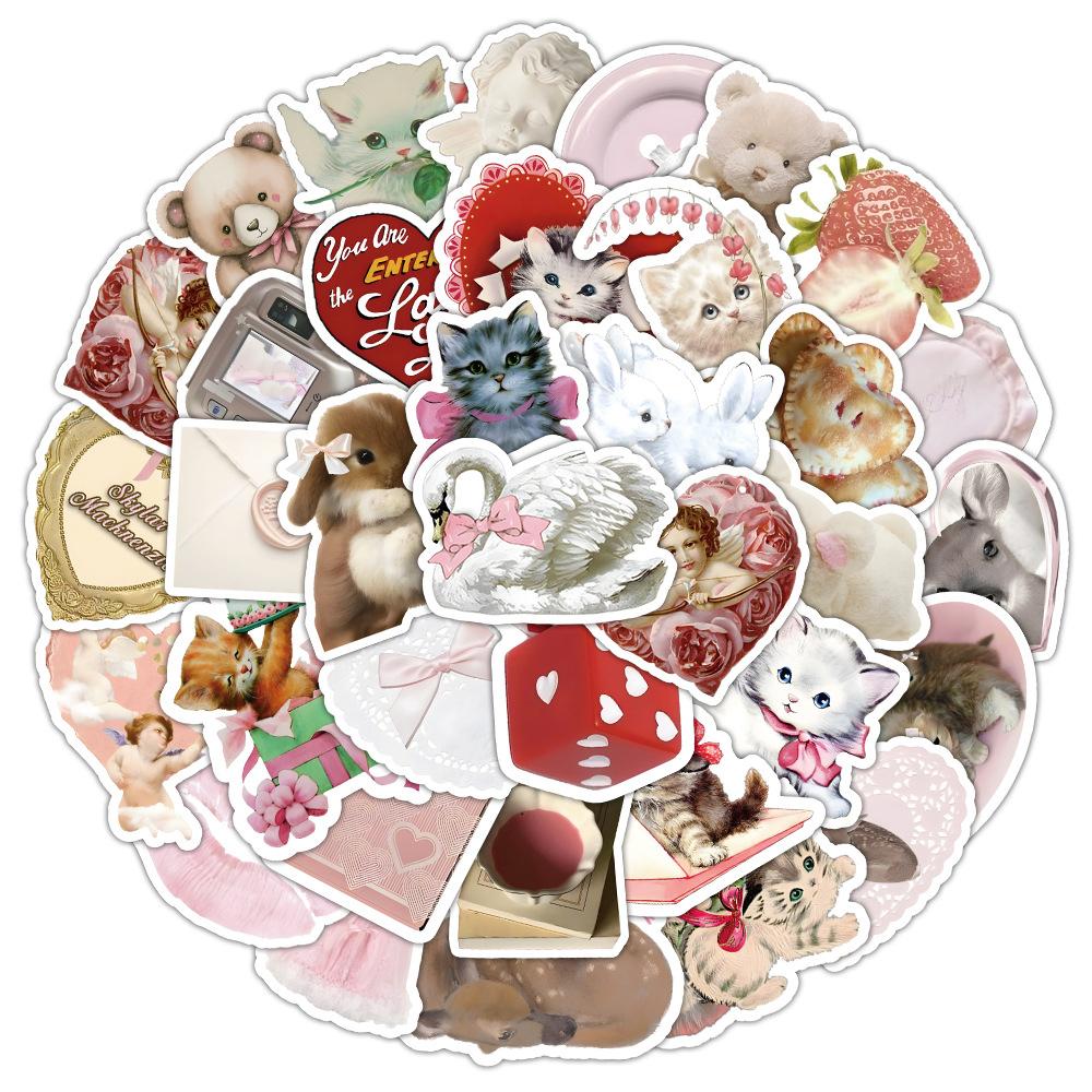 10/30/50pcs Cute Pink Coquette Aesthetic Stickers INS Style Graffiti Sticker Suitcase Guitar Laptop Kawaii Cartoon Decals Decor