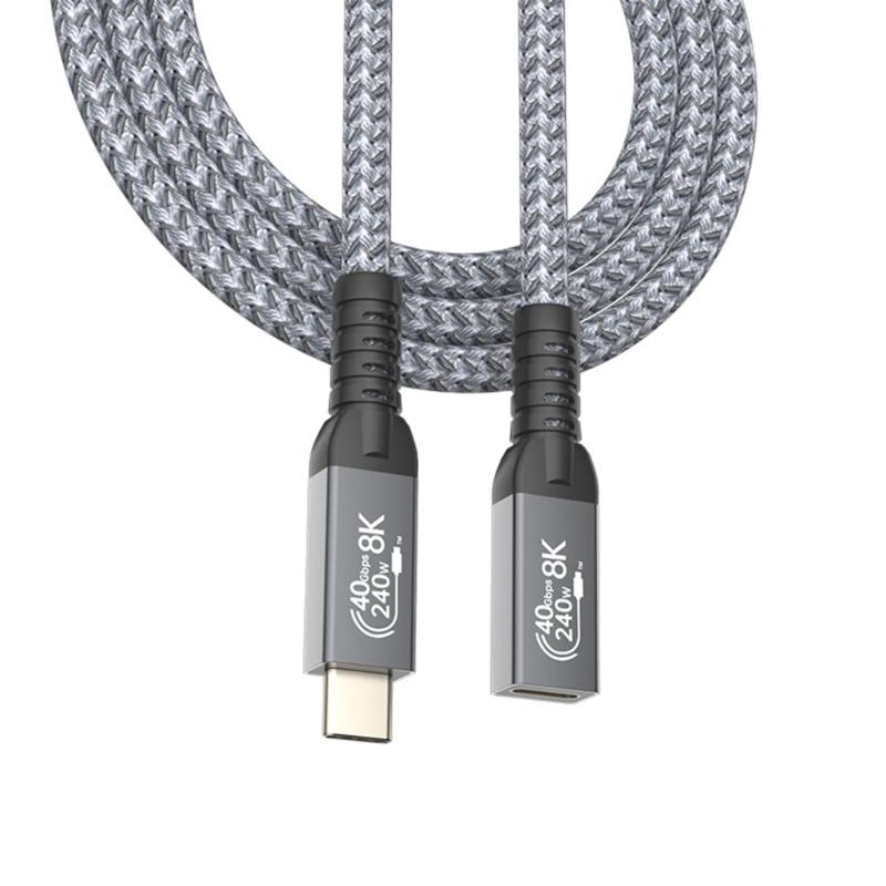 High Speed Type C Extension Cable 40Gbps Male To Female Type C Portwith 8K 60Hz Video Support and 240W Power Delivery