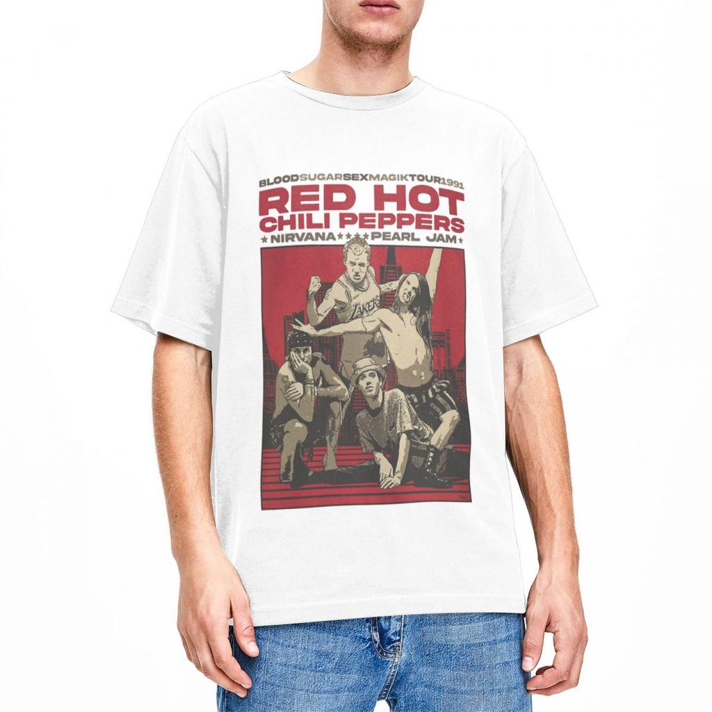 Red Hot Chili Peppers Rock Band T Shirts Accessories Men Women's Cotton Vintage Tees Short Sleeve Clothes Unique