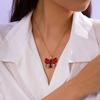 Simple Gold Color Stainless Steel Clavicle Necklace for Women Light Luxury Resin Butterfly Pendant Necklace Friendship Jewelry
