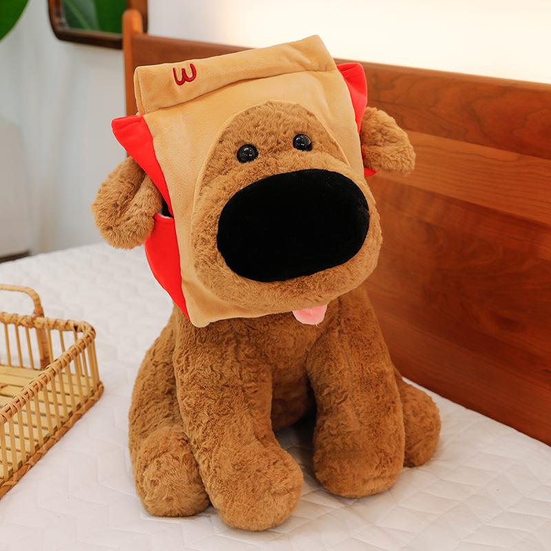 Internet Celebrity Big Nose Dog Doll Plush Toy Cute French Fries Dog Eating Salt Fish and Chips Big Nose Dog Doll