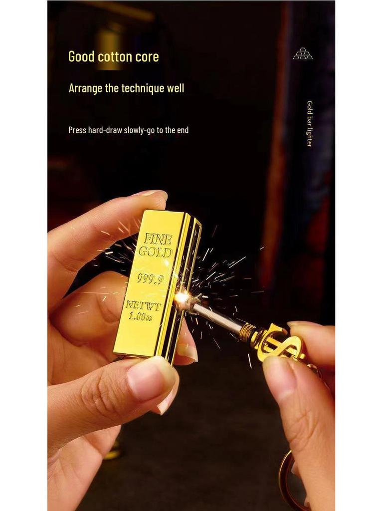 Breloc lingou de aur pe viață: Brichetă impermeabilă, din oțel inoxidabil, cu capacitate de 10.000 de lovituri