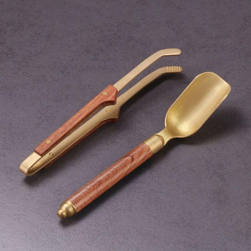 Brass and Solid Wood Tea Ceremony Tool Set