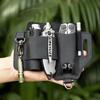 Outdoor EDC Cowhide Tool Holster Multitool Sheath Camping Survival Flashlight Pocket Organizer Key Holder Genuine Leather Tools