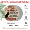 2D Flat, 1pc Round Aluminum Decorative Sign, French-Style Vintage Aluminum Sign with Paw Print - Humorous "Don't Let the Cat Out" Warning Plaque