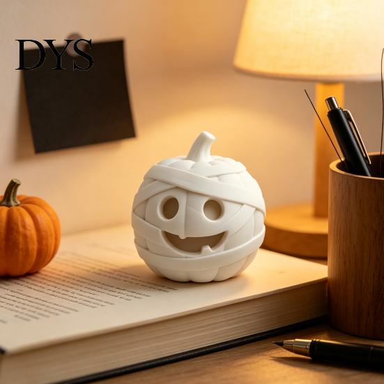 Ghost Theme Craft Supply 3D Printed Halloween Mummy Figurine, Blank DIY Paintable Bandage Pumpkin Statue, Sculpture for Painting Mini Desktop Ornament