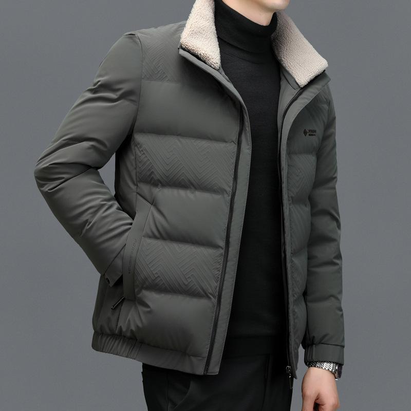 Winter Dicke Daunenjacke für Herren, thermisch und winddicht, schmal geschnitten, neue weiße Entendaunen, kurze Daunenjacke, Übergröße, lässiger Mantel