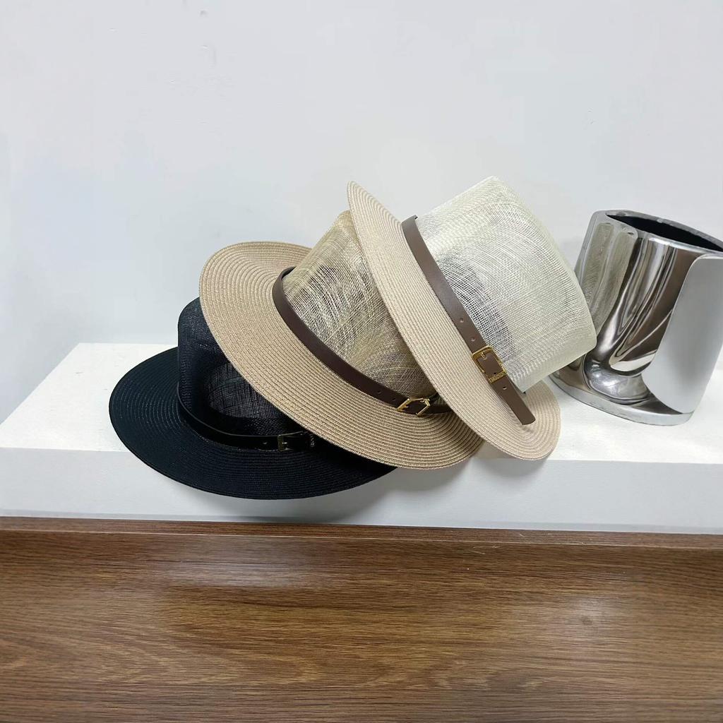 Quality French flat top straw hat new women's spring summer seaside beach vacation sunshade sunscreen top hat