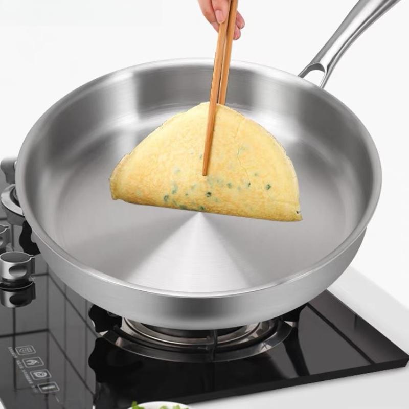 Stainless Steel Frying Pan, NonStick Pan Fried Steak Pot  Uncoated Kitchen Cookware For Gas Stove and Induction Cooker