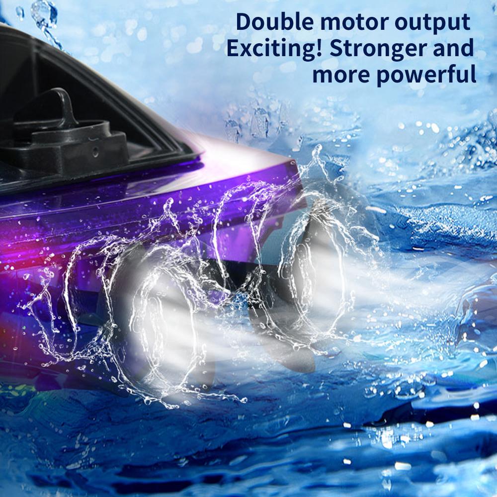 Remote Control Boat for Adults & Kids 2.4GHz High Speed Remote Control Speedboat for Pool and Lake, Electric Boat Toy with LED Light