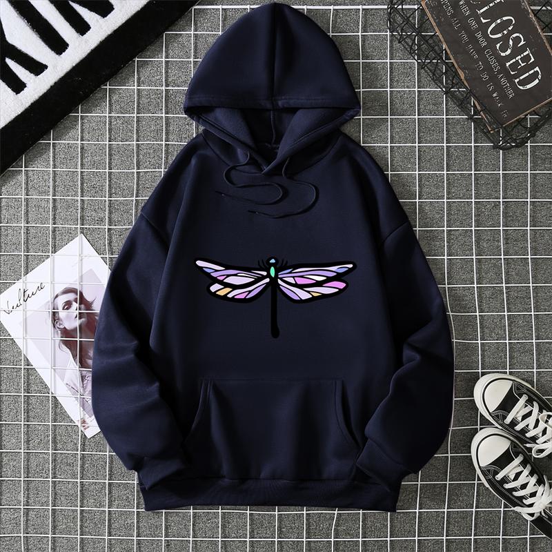 Quick Selling Independent Station Let It Be Butterfly Printing Long Sleeve Hooded Sweatshirt For Women