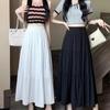 1PC High Waist Skirts Long Skirts A-line Skirts Polyester Chiffon White Elastic Women Vintage