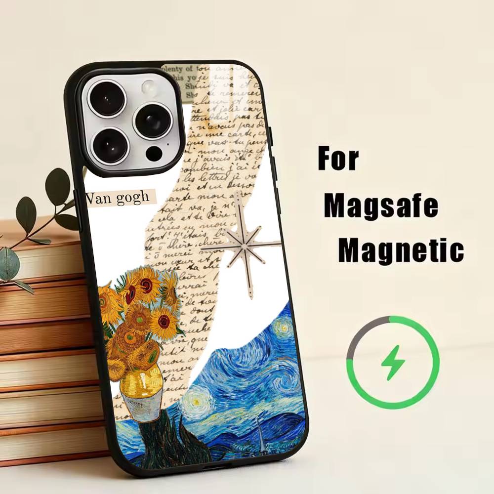 

Van Gogh Phone Case For iPhone17,16,15,14,13,12,11 Plus,Pro Magnetic with Magsafe Wireless Charging iPhone12PRO
