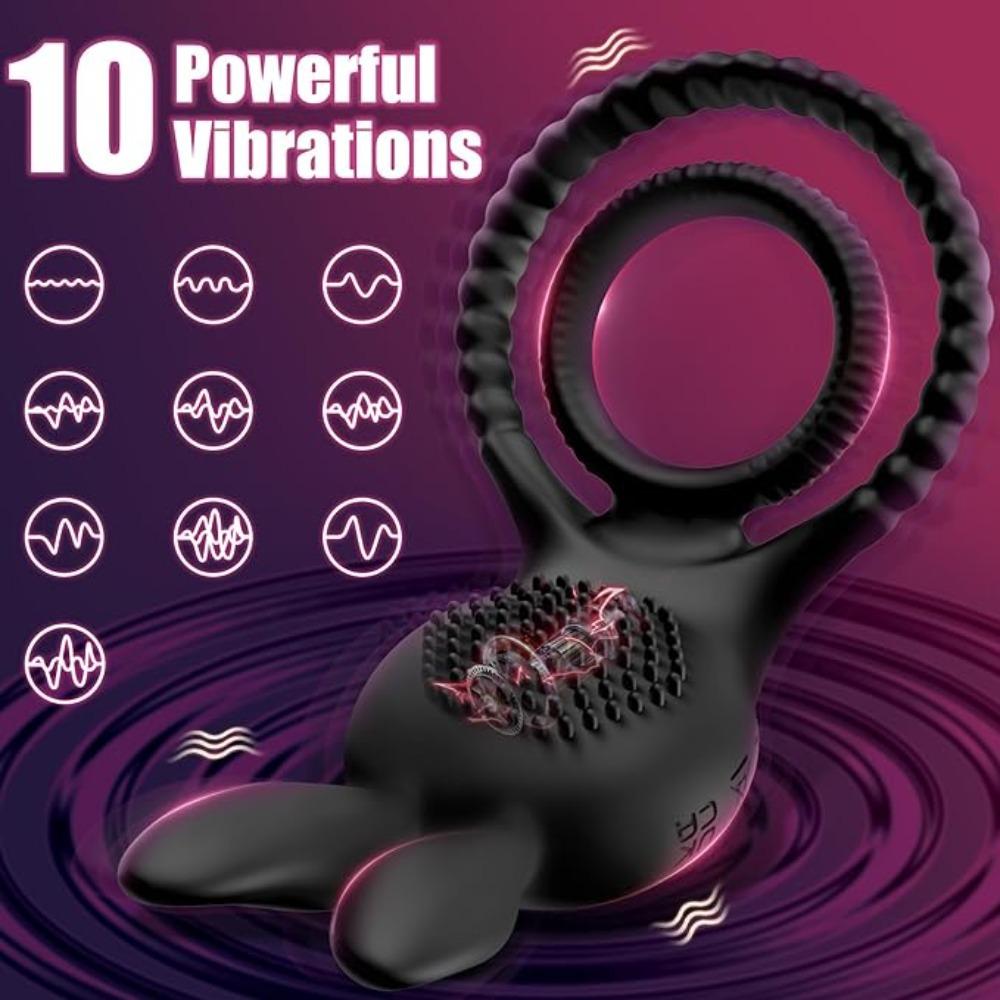 4-in-1 Rabbit Penis Vibrating Ring Cock Ring Vibrator 10 Types of Penis Vibrators Clitoral and G-Spot Stimulation Male and Female Sex Toys