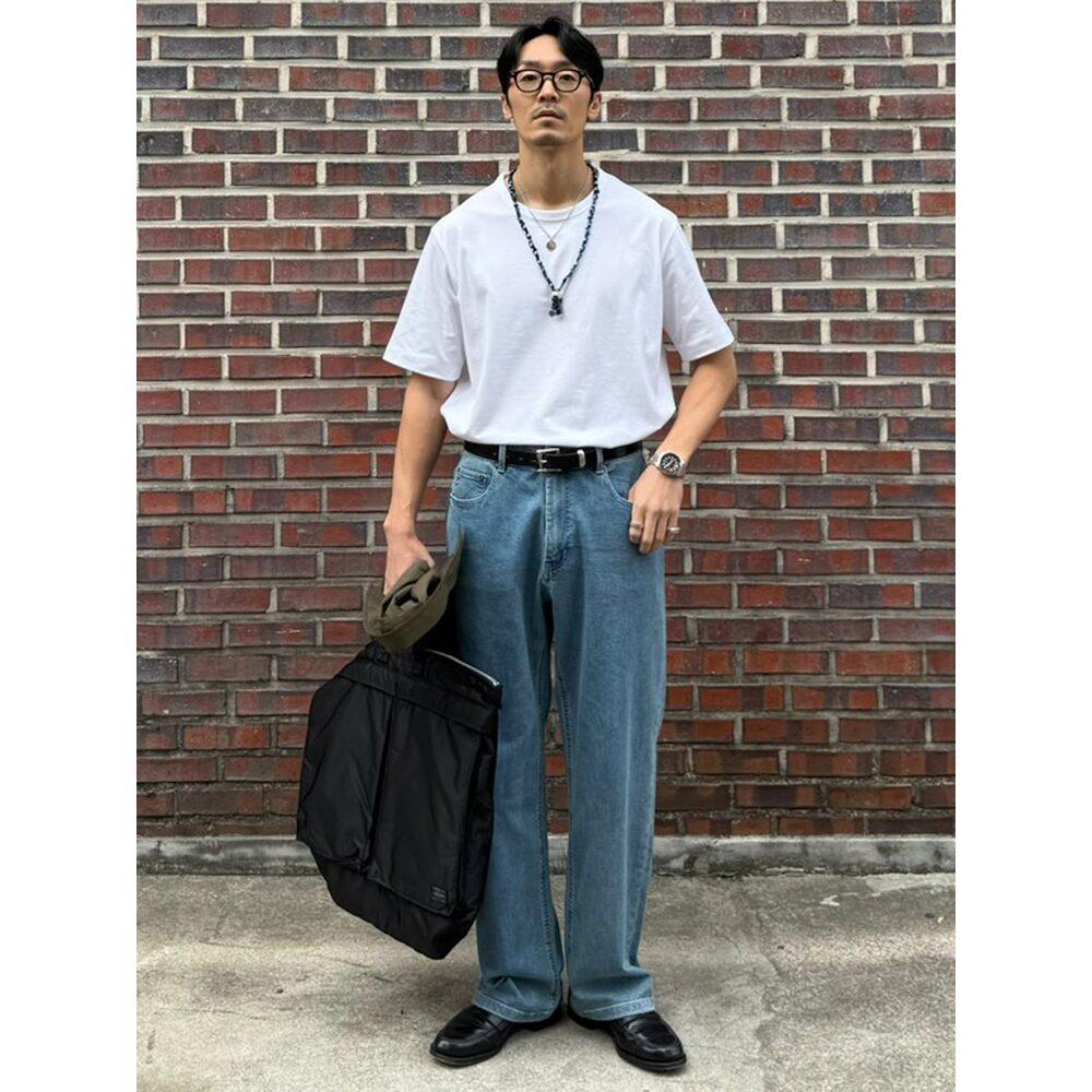 SHIFT.G Washed Wide Denim Pants Blue