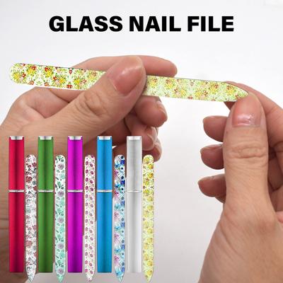 5Pcs Glass Nail File with Case Crystal Nail File Buffers Glass Fingernail Files Cuticle Pusher Manicure Set for Women
