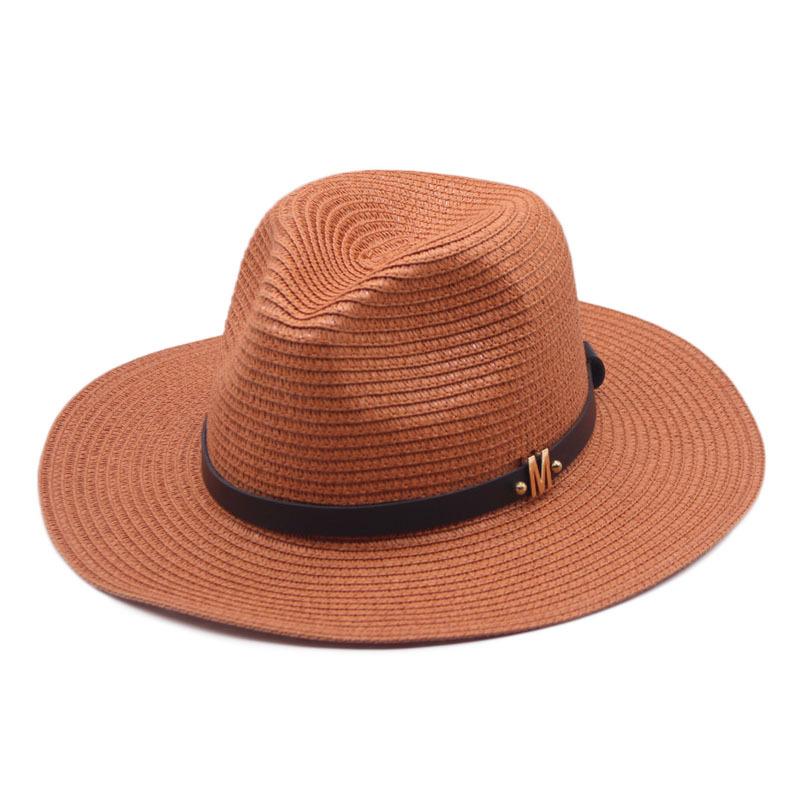 Classic Cowboy Jazz Straw Hat Wide Brim Summer Beach Sun Protection Casual Fedora Cap Panama