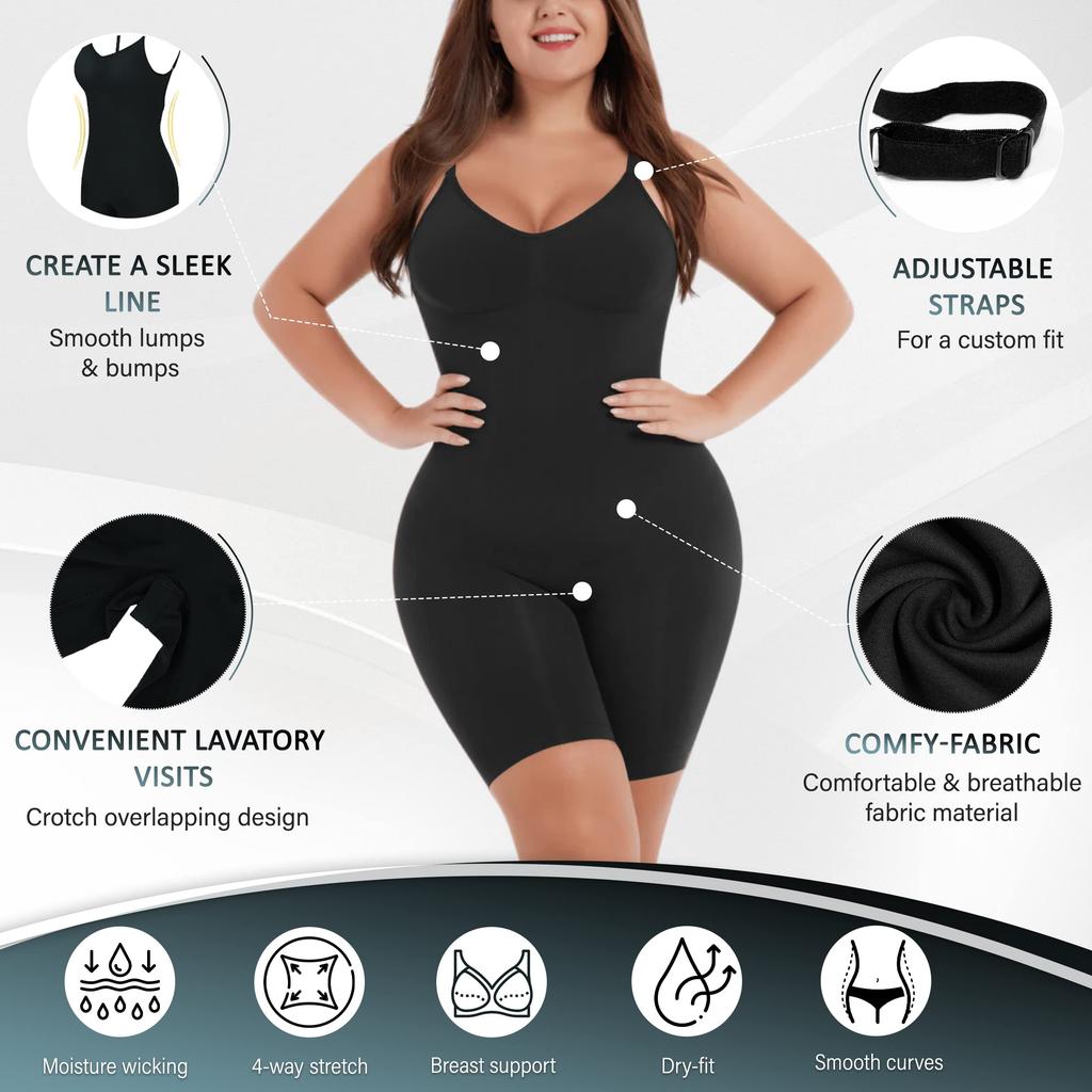 Vrouwen Buikcontrole Shapewear Body Sexy V-hals Lage rug U-duik maillots Tanktops Taille Trainer Full Body Shaper Afslanken Ondergoed Rompertjes