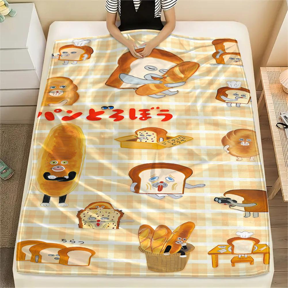 1PC Bread Thief Print Flannel Blanket, High quality All Seasons, Home Decor, Warmth and Comfort, Perfect for Christmas Gifts