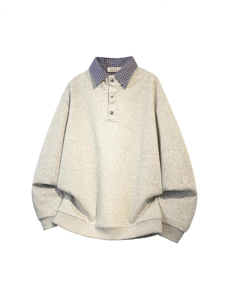 Men's Two-in-One Patchwork Color Block Hoodie, 2025 Spring/Autumn Trend, Loose Long Sleeve Plaid T-Shirt