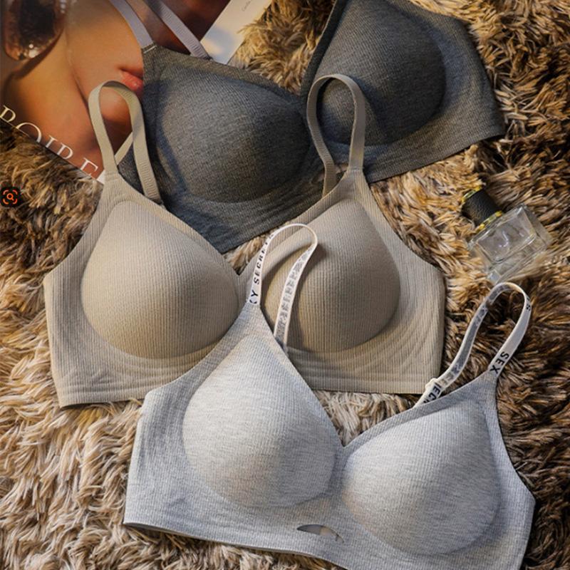 Women's Sexy Push Up Bralette Seamless Wireless Sleep Bras Soft Padded Letter Print Bra Underwear Comfortable Lingerie