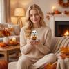 Resin Ghost Holding Pumpkin Figurine Halloween Tabletop Decoration for Home Office Party Indoor Outdoor Display