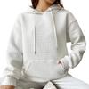 Stylish 2023 Party Fashion Style Work Clothing Fall Loose Pullover Hooded Long Sleeves Patchwork Waffle Sweatshirt Women
