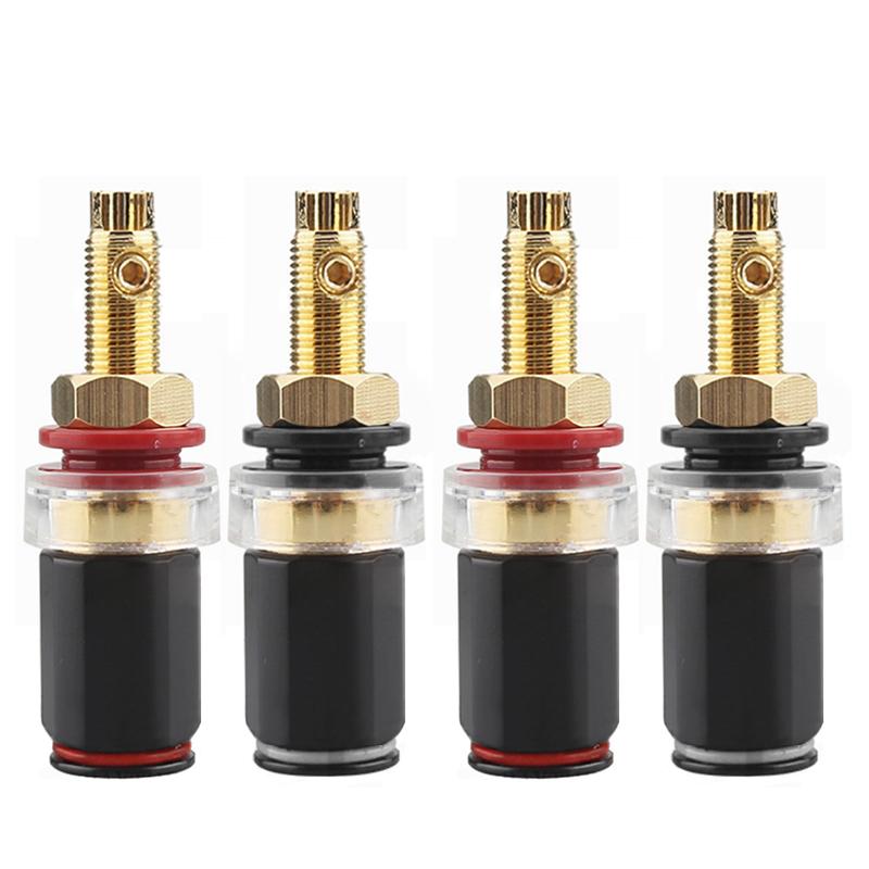 4pcs Speaker Binding Post Gold Plated Terminal Female Banana Jack Connector HIFI Audio Amplifier Banana Plug Socket Terminal