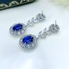 Huitan Novel Design Flower Dangle Earrings with Brilliant Blue/White CZ  Color Aesthetic Earrings for Women Trendy Jewelry