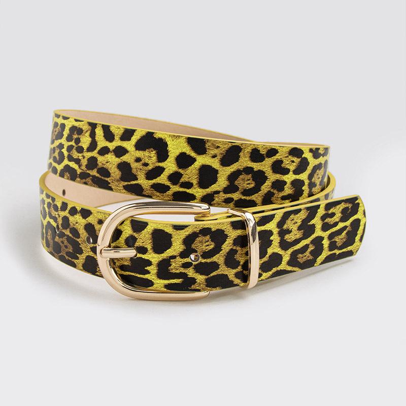 Simple and Versatile Young Candy Belt Leopard Print Flat Women's Fashion Belt