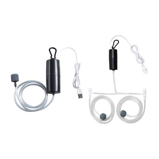 Aquarium Air Pump USB Mini Fish Tank Oxygen Pump Portable Silent Air Aerator Pump Oxygen Bubbler with Air Stone for Small Medium Fish Tanks Pond