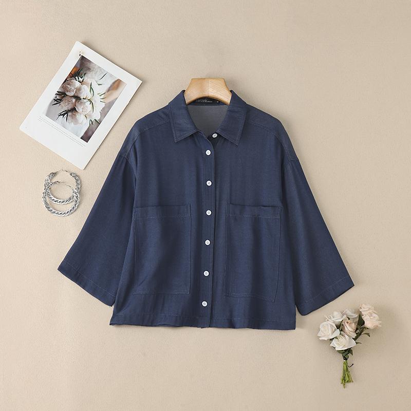 ZANZEA Women Casual Turn Down Collar 3/4 Sleeve Loose Blouse