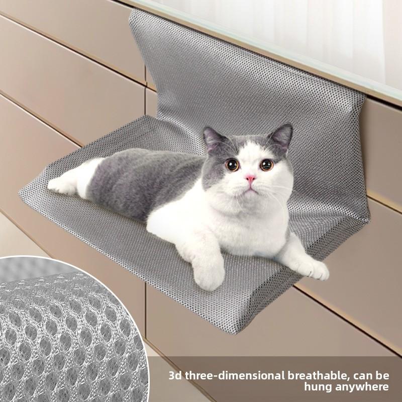 

Гамак для кошек для домашнего использования, устойчивый и безопасный, теплый зимой, подвесной, съемный и моющийся, складная вилла-когтеточка Mesh fabric Bagged серый