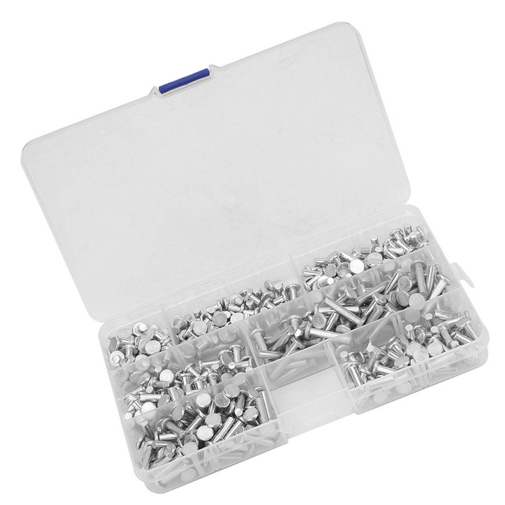 350pcs M4 Flat Head Solid Aluminum Rivets Assortment Kit Length 4 6 8 10 12 16 20mm