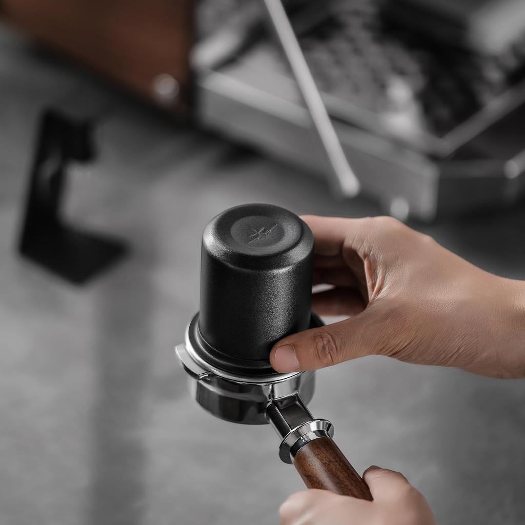 MHW-3BOMBER 58mm Coffee Dosing Cup, Espresso Dosing Cup, Dosing Ring, Coffee Grounds Container, Stainless Steel Dosing Funnel (Black) DC5615B
