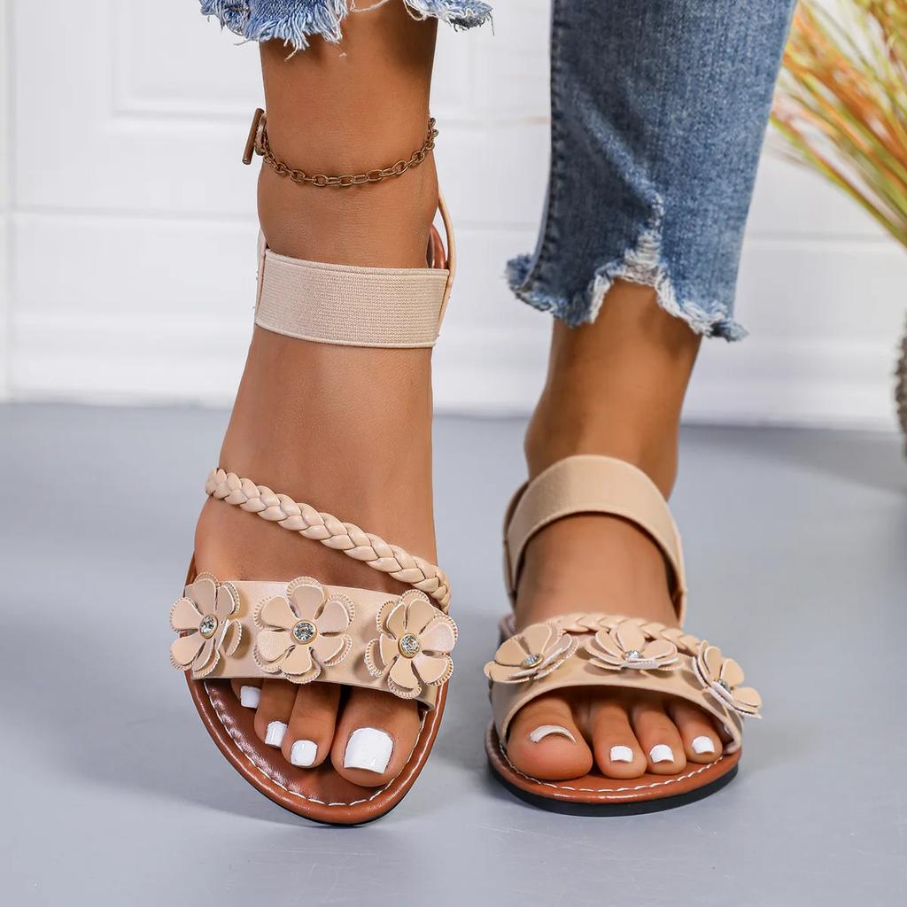 Fashion Women's Sandals  New Summer Casual Open-toed Women's Flats Fashion Floral Design Casual Comfortable Women's Sandals