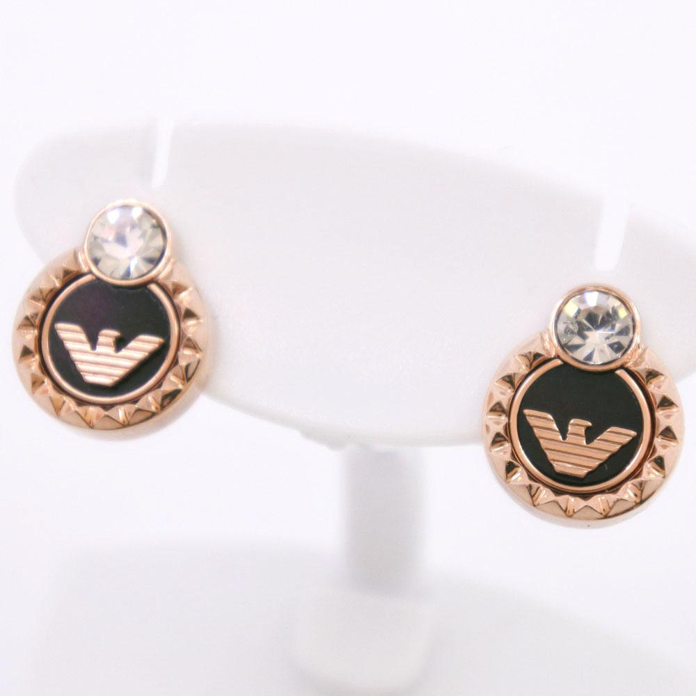 ARMANI Watches AR-80043 Earring Pink gold/pink Black shellDial Stainless Steel Quartz Women Used