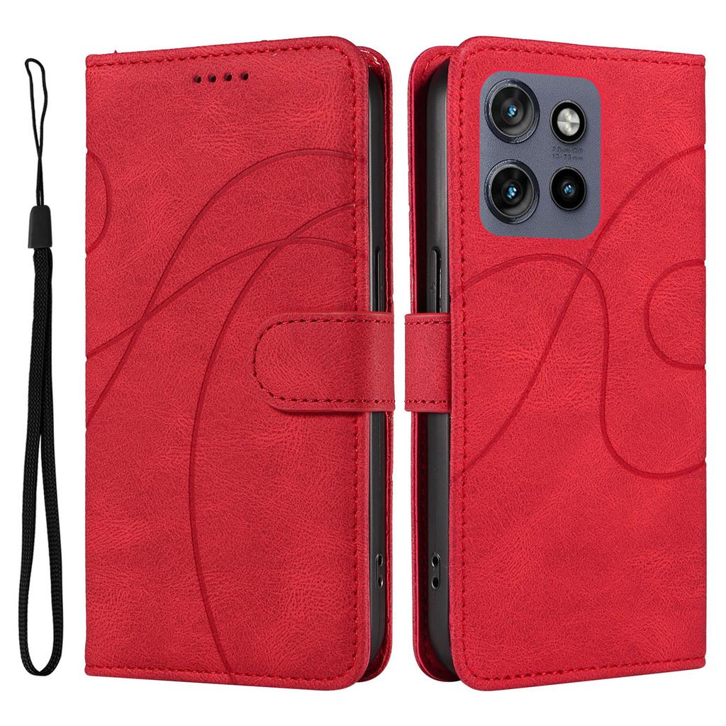 For Motorola Edge 50 Neo 5G/Moto S50 5G/Thinkphone 25 5G Case Stand Wallet Leather Phone Cover Curved Line Wrist Strap