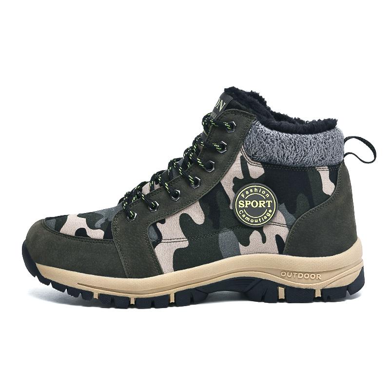 MCTIN Couples Cotton Shoes for Women Camouflage Winter Plush Warm High Tops Shoes Man's Non Slip Snow Boots