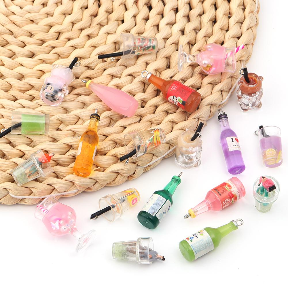 10 Stück Acryl-Getränkebecher Mini-Anhänger Für Basteln Handy-Kette Schlüsselanhänger Herstellung Dekorative Accessoires DIY Süße Schmuckzubehör