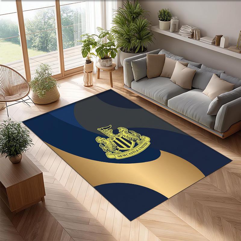 Tappeto in Velluto di Cristallo con Stampa di Calcio del Newcastle United, Comodo Assorbente d'Acqua Antiscivolo Tappeto per Pavimento Interno