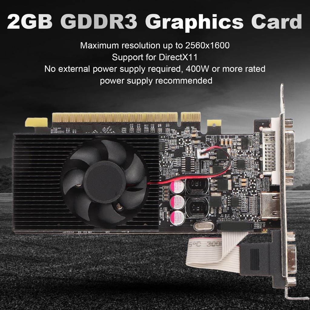 GT730 2GB GDDR3 64-bit Graphics Card, PCI Express 2.0 16X Slot, DirectX 11, DVI I, VGA, HD Multimedia Interface, 2560x1600 Video Card for PC Gaming