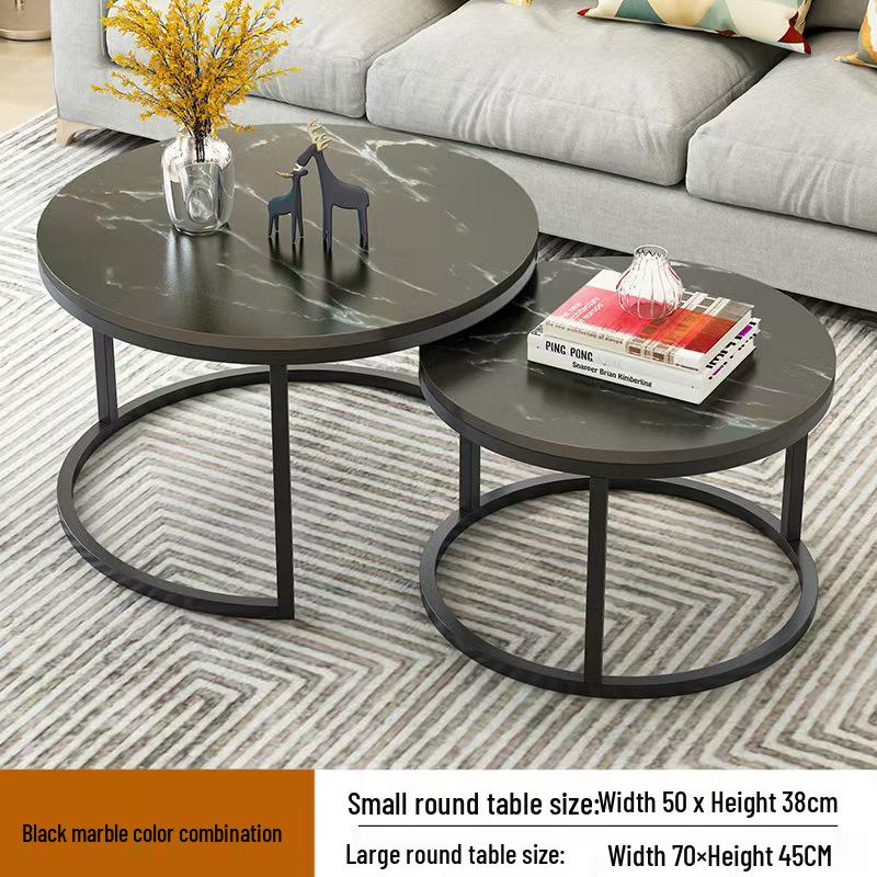 Compact Wrought Iron and Particleboard Coffee Table with Sintered Stone Surface
