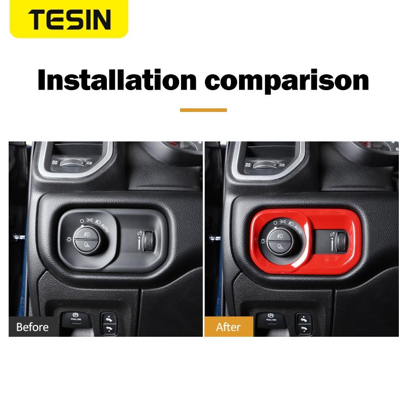 TESIN Interior Accessories For Dodge RAM 1500 Car Headlight Lamp Switch Decoration Cover Stickers For Dodge RAM 1500